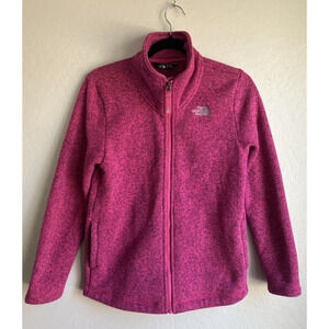 The North Face Girls Fleece Pink Jacket Size Large (14/16) Zip Up Pockets